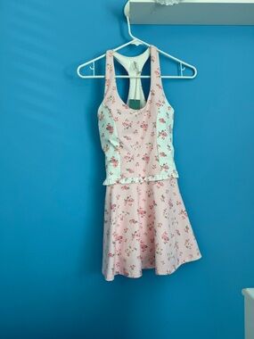 Altar'd State Pink Floral Racerback Mini Dress with Ruffle Hem